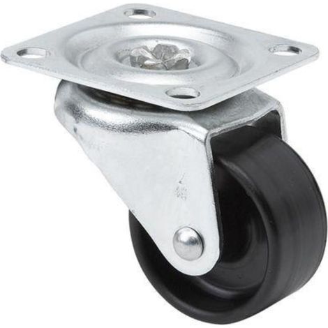 RUEDAS ALEX rueda giratora placa 10zlr35-bp nylon negro eje liso (1/2)