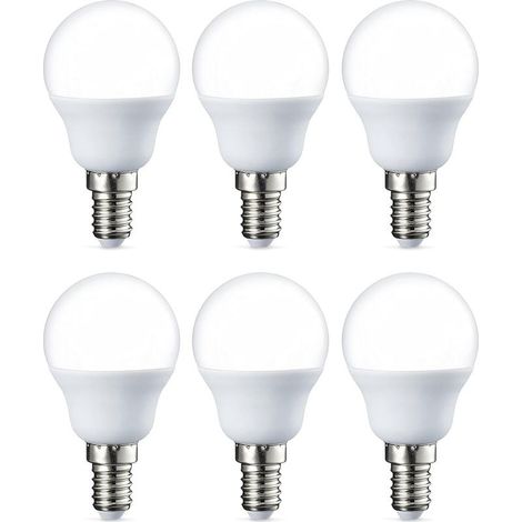 Lot de 6 petites ampoules LED rondes G45 Culot Edison à vis E14 5 W (équivalent 40 W) Blanc chaud Intensité non variable [Classe énergétique F] (1/3)