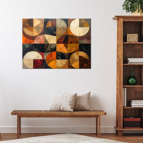 Wandbild Abstrakte geometrische Kreise in Erdtönen 100x70 (1/4)