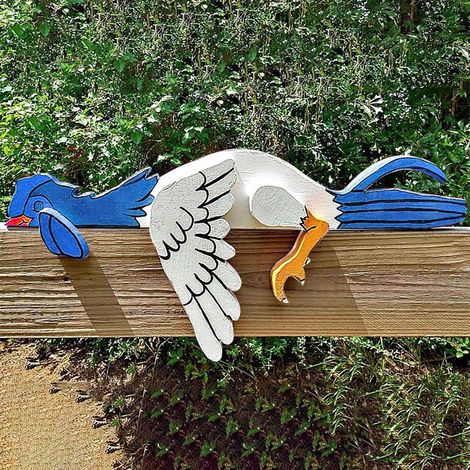 Chicken Fence Decoration - Outdoor Garden Statuette - Farm Yard Decor - Halloween Christmas Backyard Ornament - 1 Piece (1/4)