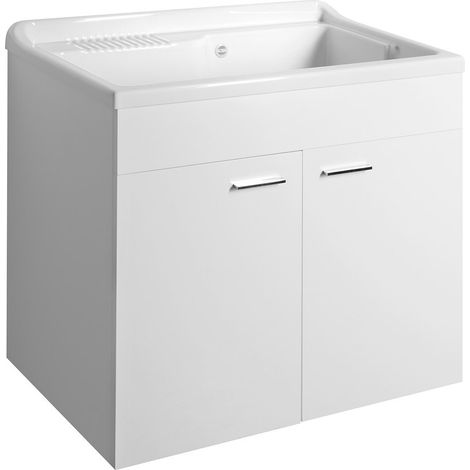 Évier utilitaire en plastique avec meuble 80x50 cm, siphon inclus (1/4)