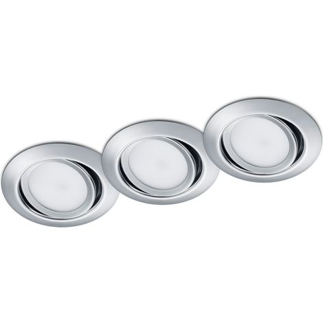 Runde LED Einbaustrahler RILA 3er Set Spot schwenkbar Chrom glänzend 5 Watt (1/5)