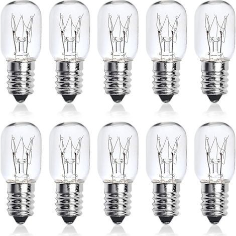 Lot de 10 ampoules à vis Edison E14 de 25 W, ampoules transparentes T22 dimmables pour four, ampoules pour lampe de sel de l'Himalaya