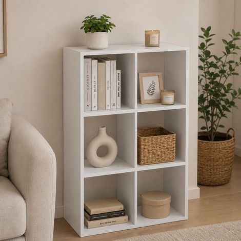 Libreria Lifasa, Biblioteca 4 Ripiani, Installazione a Terra, Struttura Verticale, 61x30x91h cm Bianco (1/3)