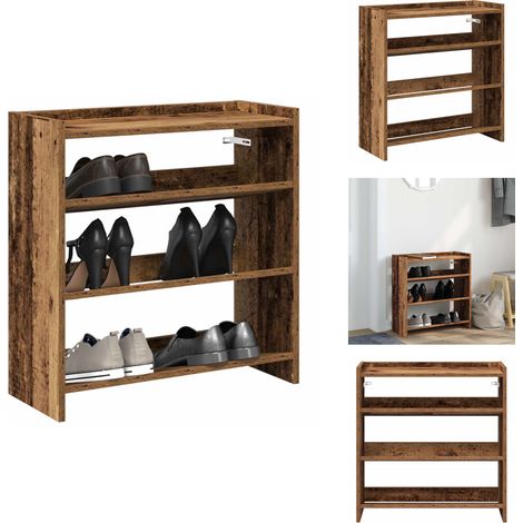 Étagère à chaussures vieux bois 60x25x62 cm bois d'ingénierie - Étagère À Chaussures - Étagères À Chaussures - Rangement De Chaussures - Armoire À Chaussures (1/5)