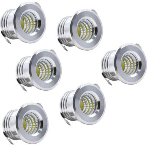 Set di 6 mini faretti LED da incasso a soffitto, neri, 3W, luce bianca fredda
