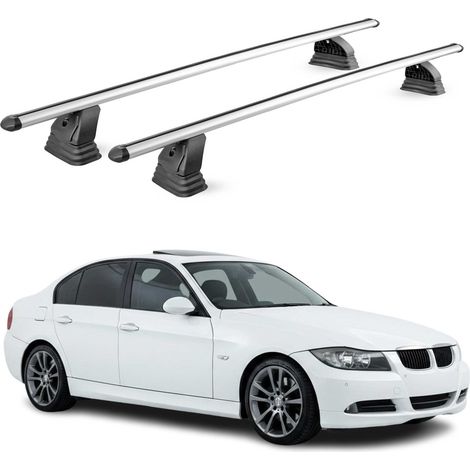OMAC Aluminium Dachträger Querträger für Bmw 3er E90 Limo 2004-2012 – TÜV / DIN 75302:2019 – Abschließbar – T-Nut – Max. 75 kg – 2 Stangen – Silber (1/5)