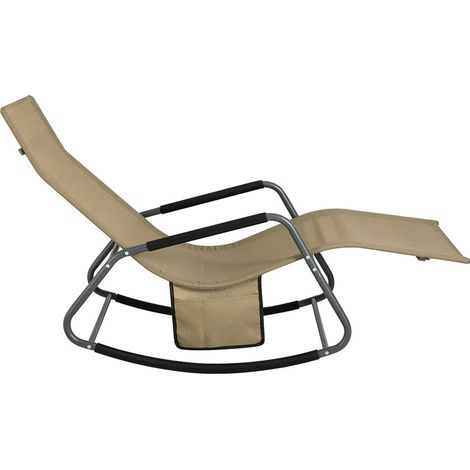 SoBuy Dondolo da Giardino Sedia a Dondolo da Esterno Lettino Prendisole con Tasca Laterale Poltrona da Giardino Sdraio per Patio Balcone Campeggio Spiaggia Cacchi 145x57x84 cm OGS47-KA