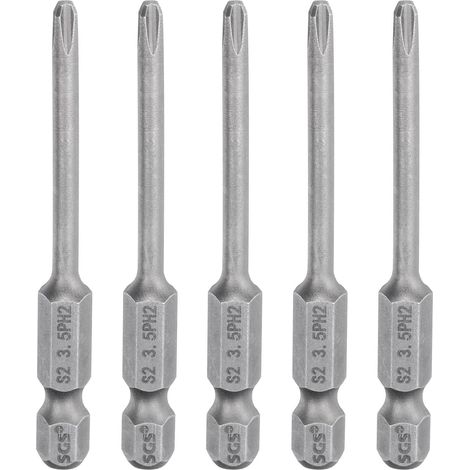 5pcs Phillips 2 PH2 Screwdriver Bits 1/4 Inch Hex Shank 65 mm Length Magnetic S2 Steel Screwdriver Bit for Electric Screwdriver Head 3.5 mm Shank (1/5)