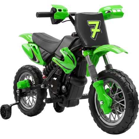 AIYAPLAY 12V Kids Electric Motorbike with Dual Motors Training Wheels, Green (1/5)