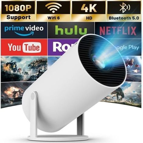 Mini Projecteur Portable Bluetooth Auto, 1080P Vidéoprojecteur Intelligent 4K Full Hd Supportée, Avec Wifi 6, Bt 5.0 (1/5)