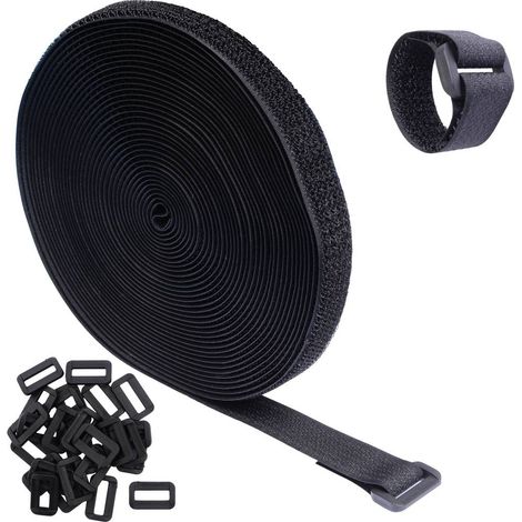 Quadrios 23CA190 Nastro a strappo per raggruppare Lato morbido e lato rigido (L x L) 10 m x 20 mm Nero 10 m (1/5)