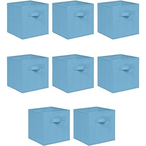 Foldable Storage Boxes,Non-Woven Fabric Storage Box Set,Storage Drawers for Cube Storage Unit,26.5x26.5x28 cm (Light Blue, Set of 8)