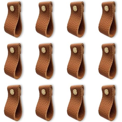 Juego de 12 tiradores para armarios de cocina, tiradores de cuero para muebles, tiradores para puertas con tuercas y tornillos, pomos resistentes a los golpes para armarios y cajones, un bonito regalo