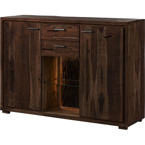 Highboard Akazie 145x40x101 dunkelbraun lackiert BARK 214