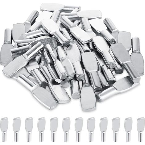 Packung mit 150 vernickelten, löffelförmigen Regalwinkeln (5 mm), ideal für Schränke und TV-Möbel (1/4)