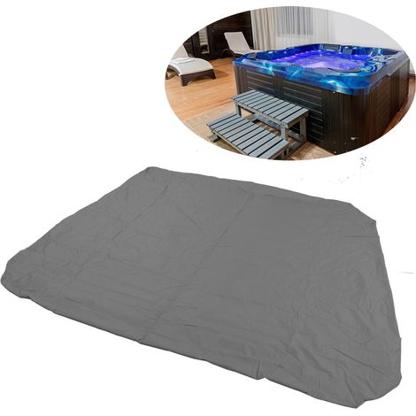 Quadratische Außenbadewannen-/Whirlpoolabdeckung aus 190 mm breitem, silberfarbenem Polyester-Taft, wasser- und staubdicht. Maße: 231 x 231 x 30 cm, grau. (1/5)