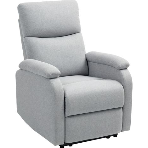 Fauteuil relax inclinable avec revêtement tissu lin gris et ressorts ensachés, capacité 150 kg (1/5)