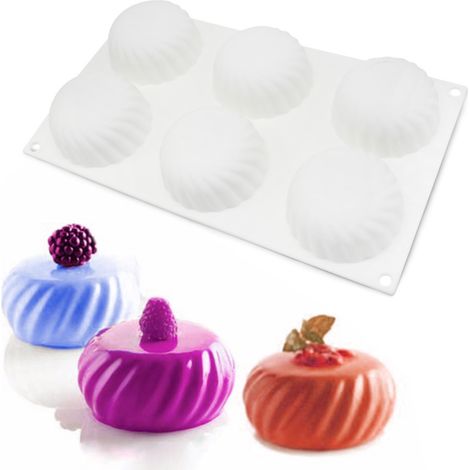 Moule à gâteau mousse tourbillon à 6 trous en fil métallique, petit moule à gâteau mousse, outils de pâtisserie pour la décoration de gâteaux au chocolat, moule à bougie d'aromathérapie (1/5)