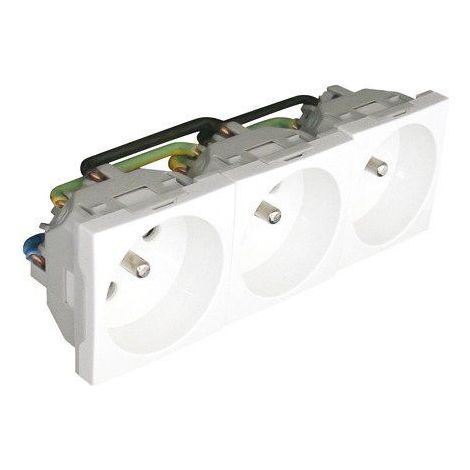 Prise triple courant 16A 250V – Protection 6 modules – Pour goulottes appareillables – Installation murale ou encastrable – Efapel