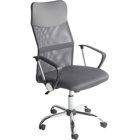 Silla de oficina reclinable de malla gris negro plateado giratoria ajustable Design