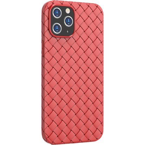 Une coque de protection pour iPhone 14 Pro Max, dotée d'un design ultra-fin, d'une protection intégrale grâce à sa coque en TPU, d'une compatibilité avec la recharge sans fil et d'une texture tissée. (1/2)