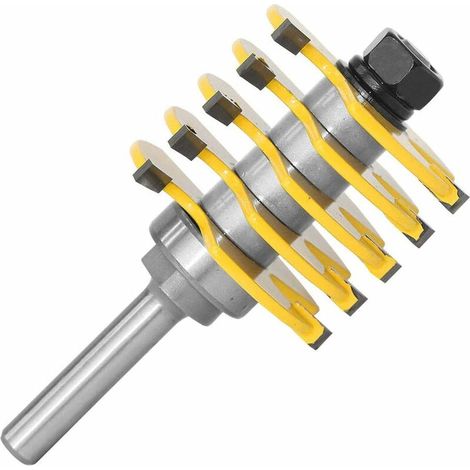 royaluxe - 8mm Queue Professionnel Routeur de Joint de Doigt Bit -5 Lames Réglables 3 Flute pour Coupe-Bois Avec 46mm Coupe Diameter Pour Outils de Travail du Bois, (1/5)