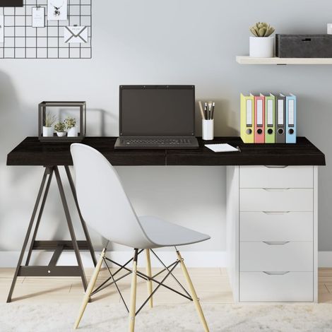 vidaXL Dessus de table marron foncé bois chêne massif traité