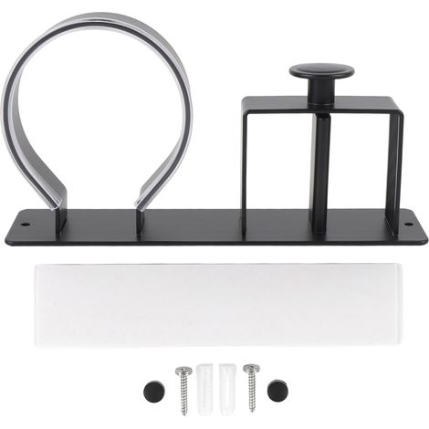 Hair Dryer Holder Aluminum Space Saving Stable Structure Blow Dryer Hair Straightener Holder Stand for Home Bathroom Black (1/5)