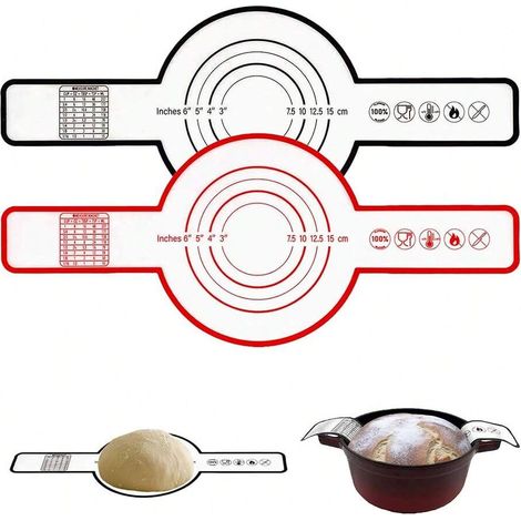 Lève-pain en silicone pour four hollandais, antiadhésif, facile à nettoyer et réutilisable. Lève-pain à manche long pour transférer le pain au levain, rouge - 1 pièce (1/4)