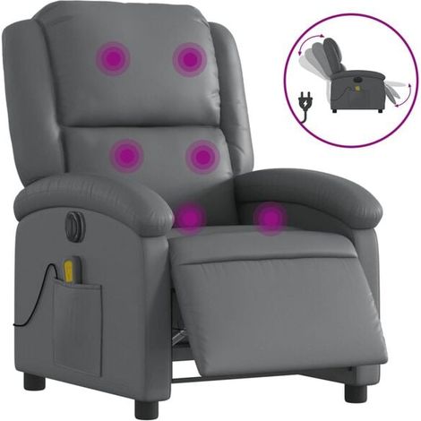 Fauteuil de massage électrique inclinable en similicuir gris (1/5)
