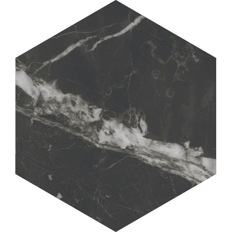 Aelle - Carrelage sol / mur hexagonal effet marbre noir mate 25x21,6 cm SCULTOREA dark diamond esagonal J471 - Vendu par boîte de 1.17 m² (1/5)