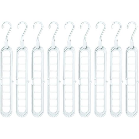 Lot de 9 cintres multifonctions pour armoire : organisateur porte-cintres, gain de place, armoire intérieure, accessoires intérieurs, cintres multiples, organiseur de maison blanc (1/5)