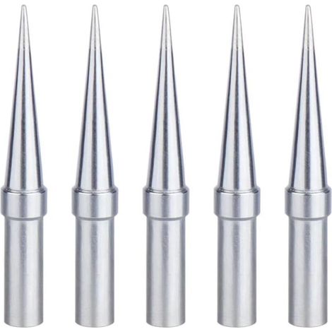 Set di punte per saldatore, 5 punte coniche di ricambio da 0,4 mm, punte in rame nichelato, adatte per Weller Wesd51, Wes51 e Wes50