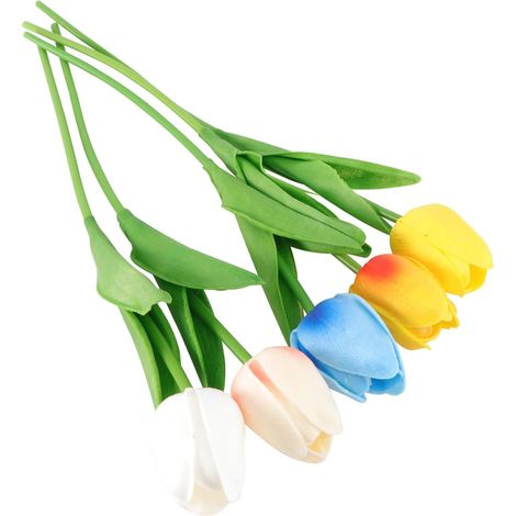 5pcs Tulipes Artificielles Décoratives en Plastique sans Eau Couleurs Variées, Bouquet Solide pour Décoration Maison ou Boutique Couleur Aléatoire (1/5)