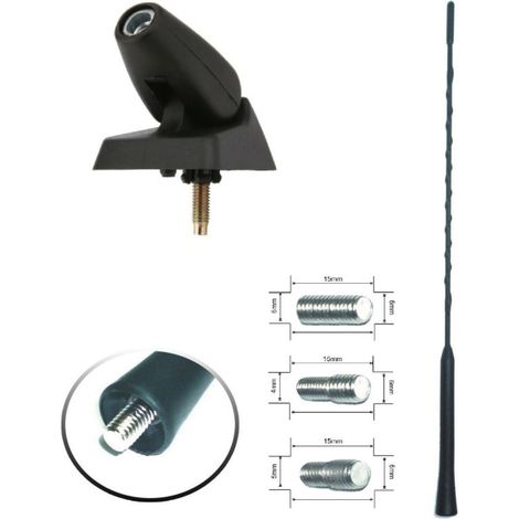 FM-/AM-Radioantenne, 41 cm lang, mit 3 Adaptern und Befestigungsfuß für Peugeot 106, 206, 206+, 306, 405, 406, 806, Expert P