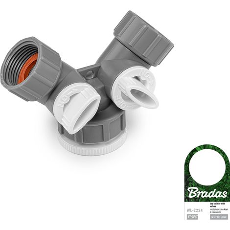 Bradas, modello WL-2224, distributore a 2 vie 1"-3/4" con valvole, ideale per l'irrigazione, efficiente controllo del flusso d'acqua, facile deinstallazione, durevole, per giardini