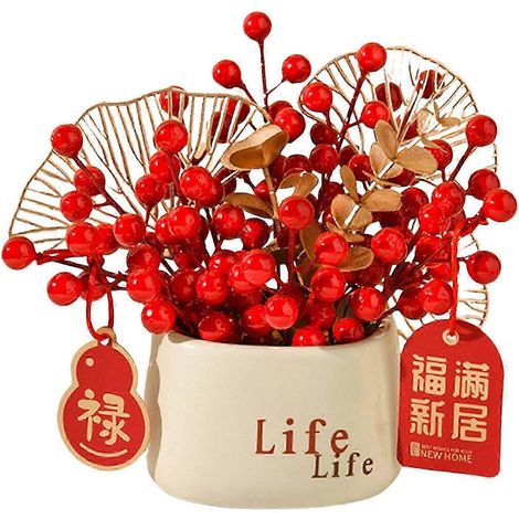 Künstlicher Blumenstrauß mit Beerenzweigen, Tischdekoration zum Frühlingsfest, Chinesisches Neujahr, Wohnzimmer, Geschäft, Feiertagsdeko, Thanksgiving-Dekoration-StyleA (1/5)