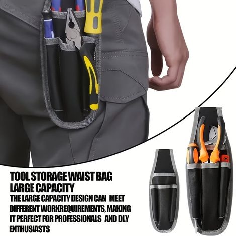 Lot de 2 sacs porte-outils en tissu Oxford, sacs de rangement portables à poches multiples, pochettes multifonctionnelles pour outils de ceinture, adaptées à la réparation automobile, la menuiserie, l (1/4)