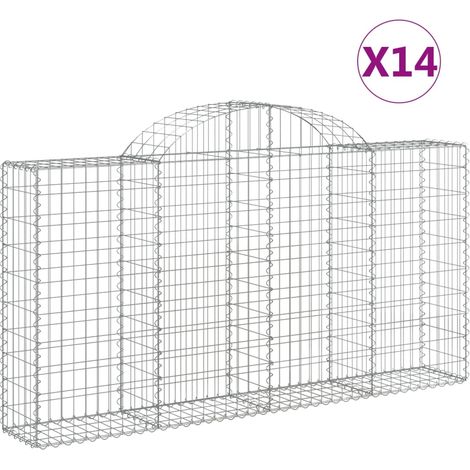 Cestini per gabbioni Muro di sostegno ad arco Recinzione a gabbia 1 set da 4 200 x 30 x 100/120 cm Ferro zincato Argento 020040560