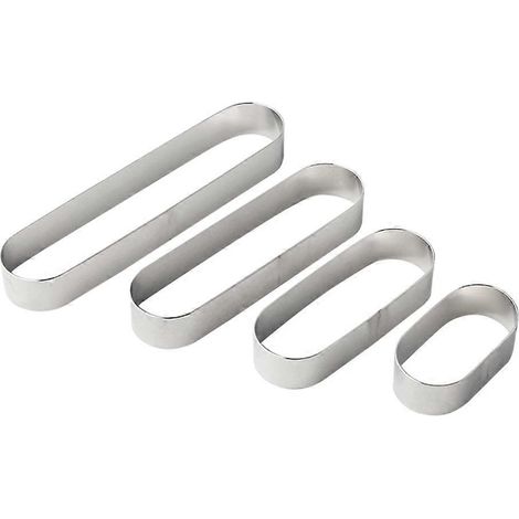 Moule à mousse en acier inoxydable, moule ovale allongé pour tiramisu, mini emporte-pièces pour gâteaux, tartes et desserts (1/5)