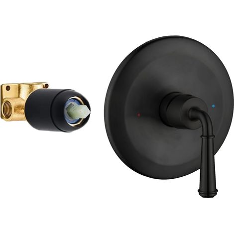 Mitigeur de douche encastré avec corps de valve Noir mat (1/5)