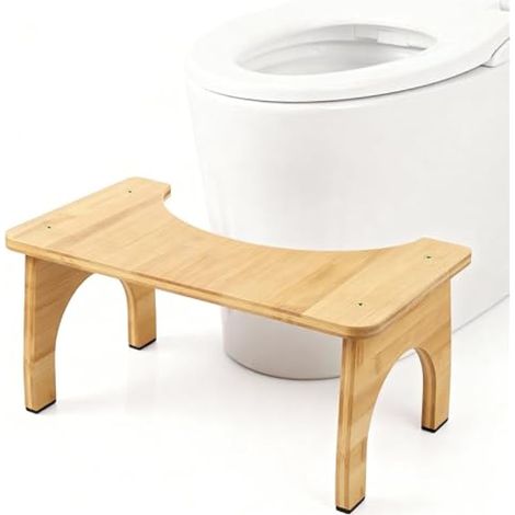 Tabouret de Toilette en Bambou Naturel – Marchepied Physiologique Pliable pour Adulte – Soulage Constipation et Hémorroïdes