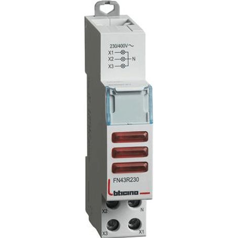 Portalampada Bticino triplo per segnalazione a led 3 spie rosse - 1 modulo FN43R230