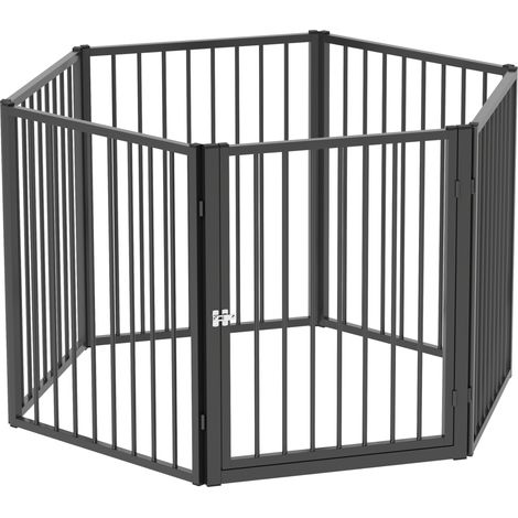 Parc pour chiot 120x60x76 cm en acier noir avec porte, gain de place pour intérieur – MEUBLIV (1/5)
