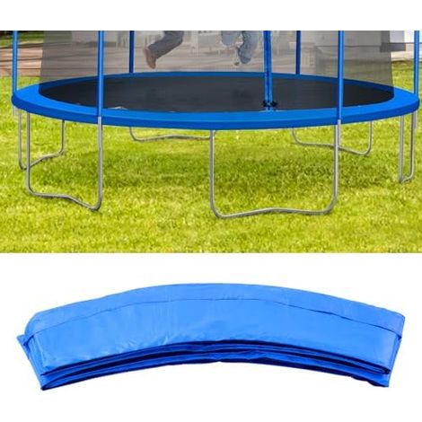 Housse de protection pour trampoline - Diamètre : 240 cm Ressorts en PVC 30 large Rembourrage imperméable et indéchirable Avec sangles élastiques coton perlé bleu