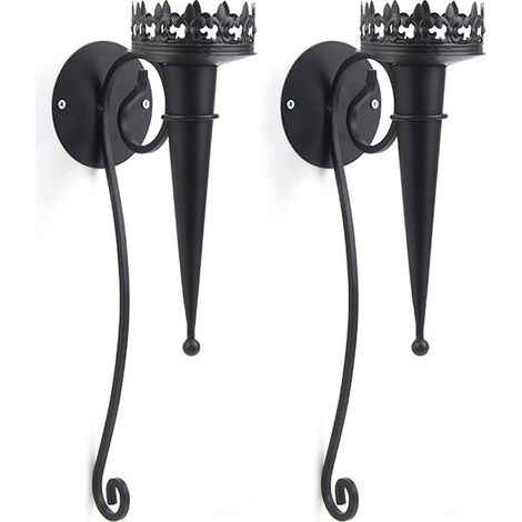 2 appliques murales noires, supports de luminaire fixés au mur, paire (1/5)