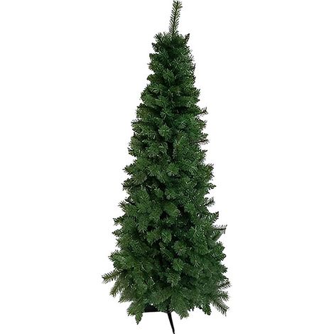Albero di natale verde a meta' da poggiare alla parete alto cm 210 slim salvaspazio folto con 440 cime Rami Misti in PVC