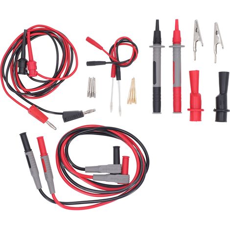 Kit di puntali per multimetro multifunzione, sonda sostituibile, ganci a clip, resistori e condensatori compatibili.