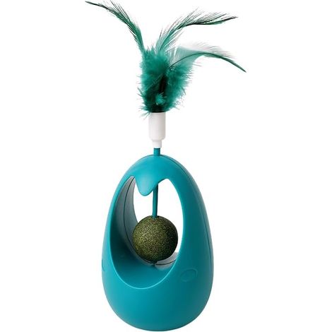 Jouet interactif pour chat avec plume et balle tournante - Jeu autonome不倒翁Jouet pour chatons d'intérieur, stimule l'instinct de chasse (1/5)